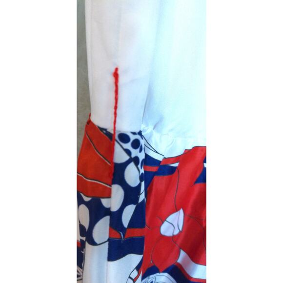 Vintage Red White Blue Floral Maxi Dress Size 14 - Picture 3 of 8